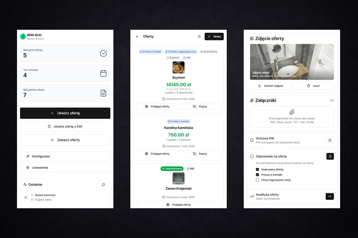 Aplikacja Offerto – tworzenie wycen i ofert wspierane przez AI dla firm usługowych i produkcyjnych
